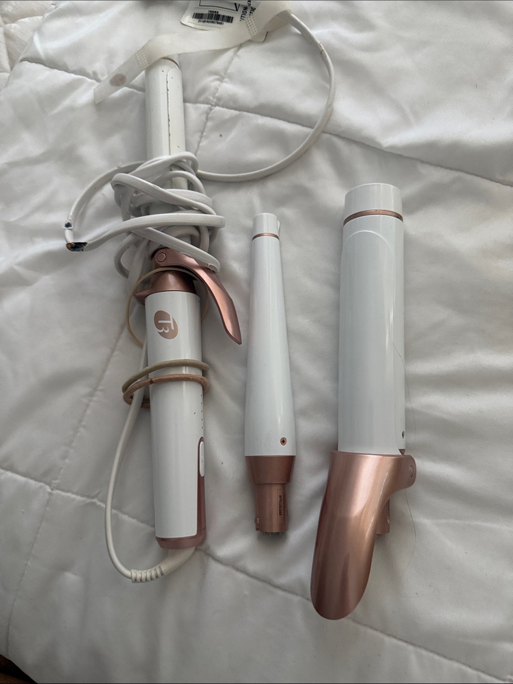 T3 White & Rose Gold Hair Styling Wand Set
